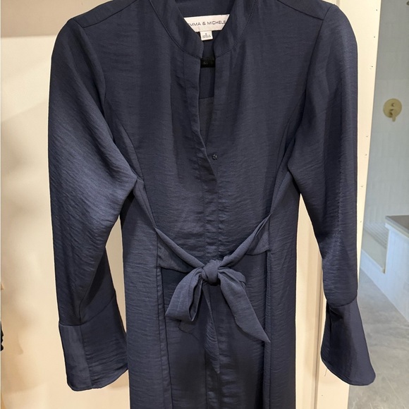 Emma & Michele Midnight Blue Dress with Tie Detail - Picture 3 of 6